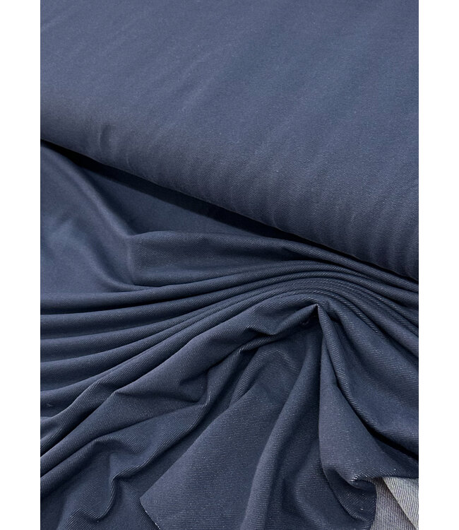Madeline donker Indigo - vormvaste, stevige tricot met denim look
