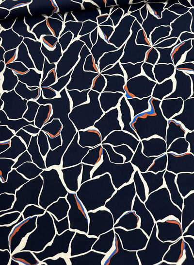 navy flowers - viscose light stretch