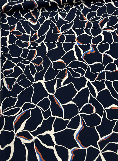 navy flowers - viscose light stretch