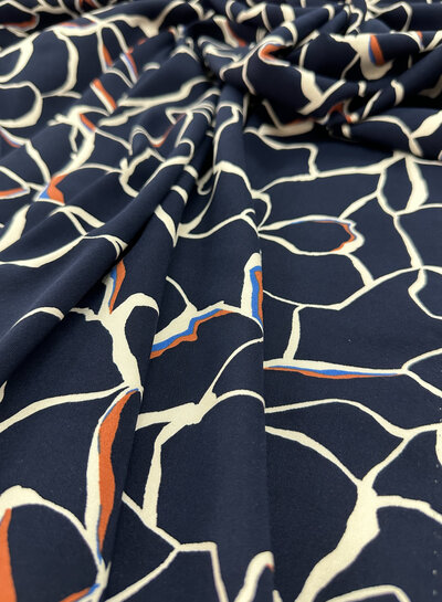 navy flowers - viscose light stretch