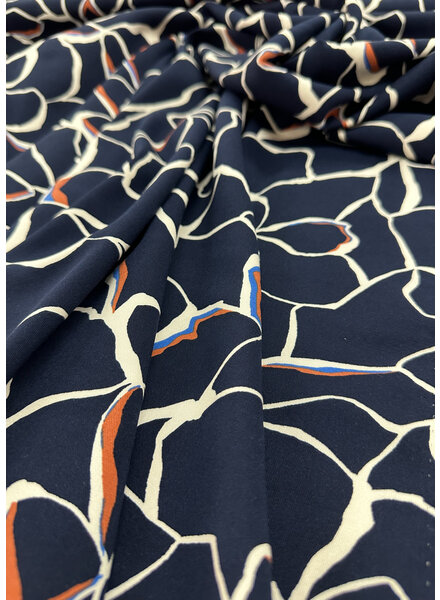 navy flowers - viscose light stretch