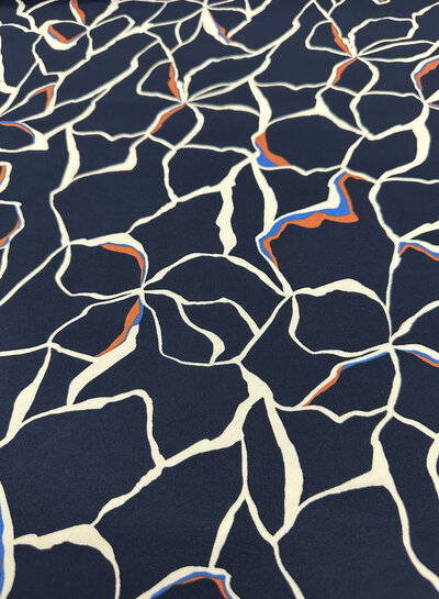 navy flowers - viscose light stretch