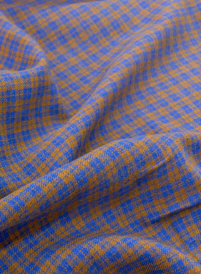 Comme ça beautiful wool - cognac and cobalt blue - ideal for dresses, trousers