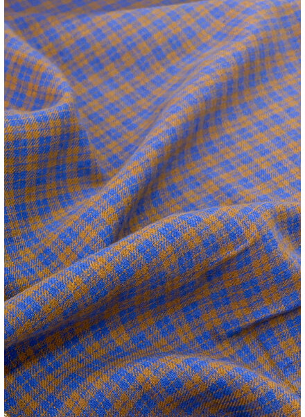 Comme ça beautiful wool - cognac and cobalt blue - ideal for dresses, trousers