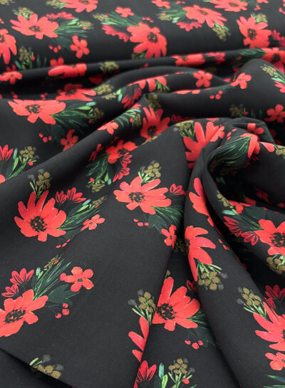 red flowers - viscose