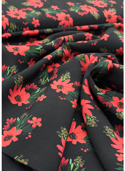 red flowers - viscose