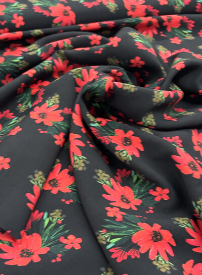 red flowers - viscose