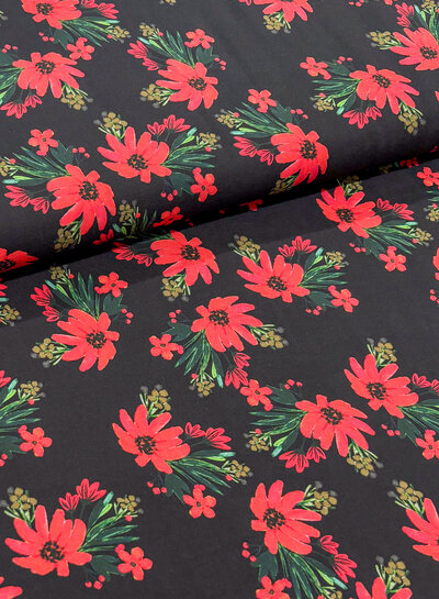 red flowers - viscose