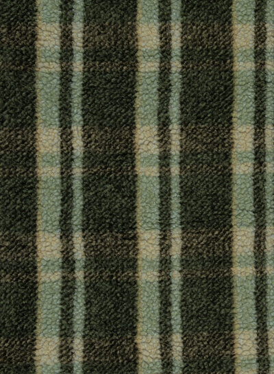 Swafing green check teddy coat fabric