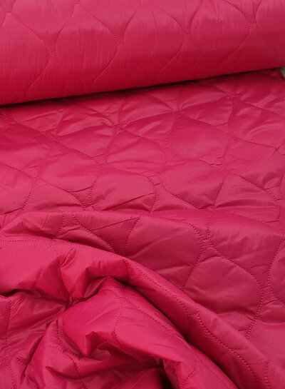 Fibremood fuchsia druppel  gematelasseerde stof -stepper / puffer stof