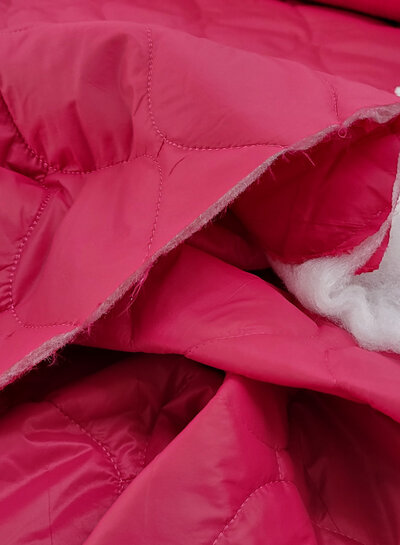 Fibremood fuchsia drop quilted fabric - stepper / puffer fabric