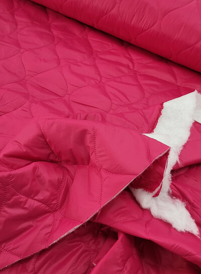 Fibremood fuchsia drop quilted fabric - stepper / puffer fabric