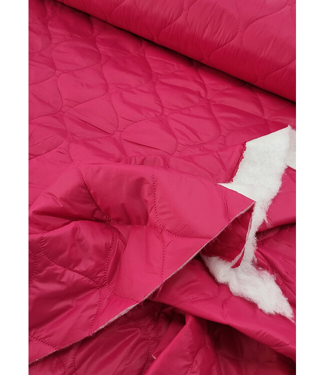 Fibremood fuchsia druppel  gematelasseerde stof -stepper / puffer stof