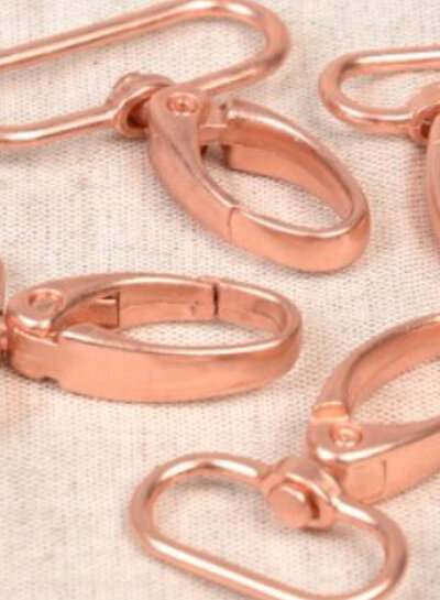 Rosé mat rond musketonhaak - 25 mm - 1 stuk