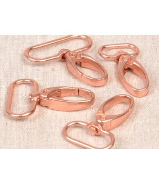 Rosé mat rond musketonhaak - 50 mm - 1 stuk