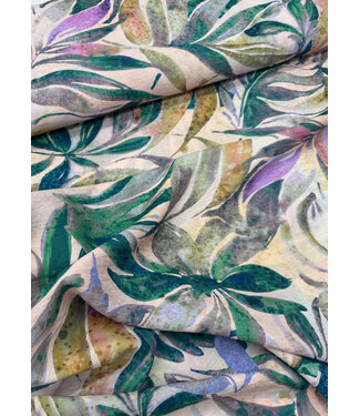 Madeline pale pink abstract leaves - geweven viscose