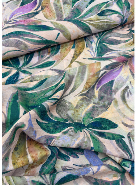 Madeline pale pink abstract leaves - geweven viscose