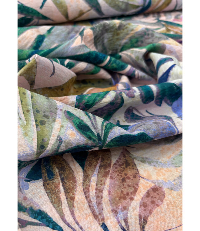 Madeline pale pink abstract leaves - geweven viscose