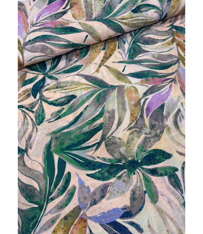 Madeline pale pink abstract leaves - geweven viscose