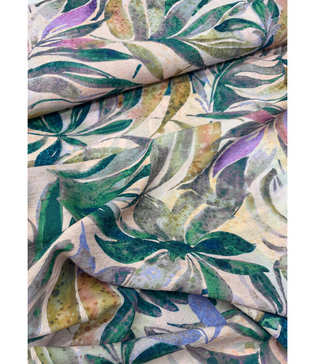 Madeline pale pink abstract leaves - geweven viscose