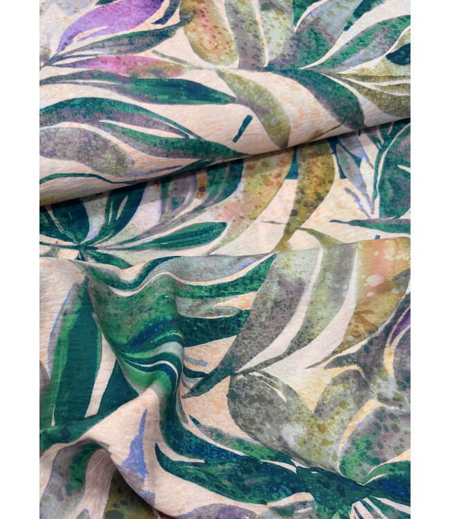 Madeline pale pink abstract leaves - geweven viscose
