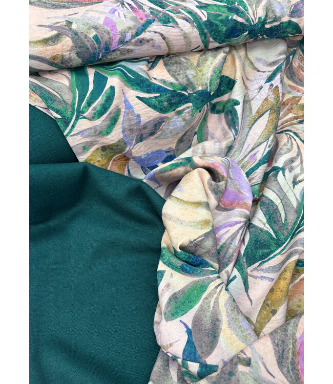 Madeline pale pink abstract leaves - geweven viscose