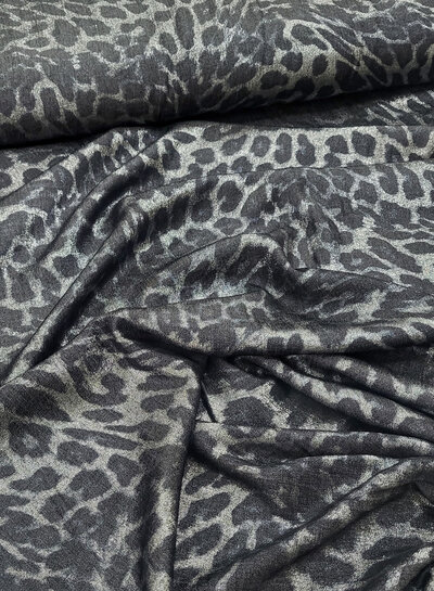 M. shiny leopard BLACK - geweven viscose blend