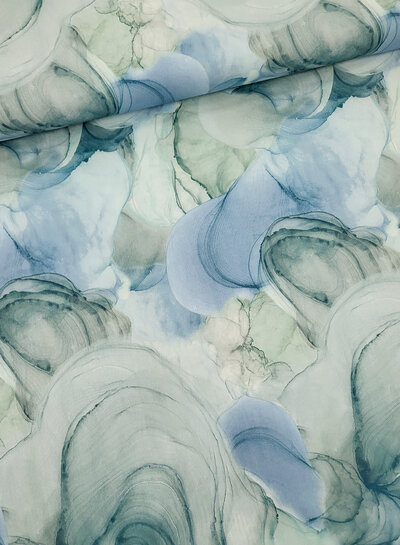 M. watercolor blue shades - beautiful poplin cotton with a little stretch