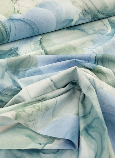 M. watercolor blue shades - beautiful poplin cotton with a little stretch