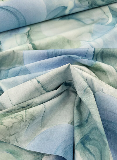 M. watercolor blue shades - beautiful poplin cotton with a little stretch