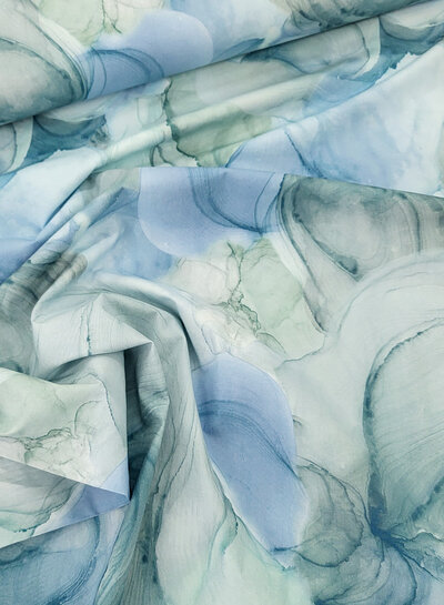 M. watercolor blue shades - beautiful poplin cotton with a little stretch