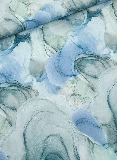 M. watercolor blue shades - beautiful poplin cotton with a little stretch