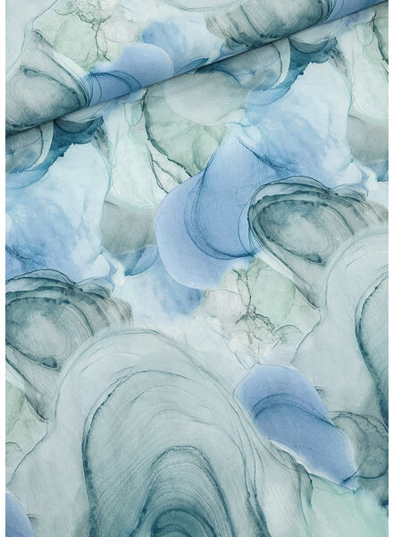 M. watercolor blue shades - beautiful poplin cotton with a little stretch