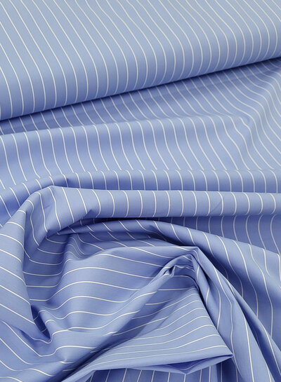 M. pine stripe blue - prachtige poplin katoen met een beetje stretch