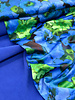 A la Ville cobalt blue and bright green flowers - satin