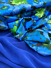 A la Ville cobalt blue and bright green flowers - satin