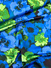 A la Ville cobalt blue and bright green flowers - satin