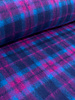 A la Ville warm knitted coat fabric with wool - bright fuchsia and blue checks - also ideal for thick sweaters