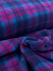 A la Ville warm knitted coat fabric with wool - bright fuchsia and blue checks - also ideal for thick sweaters