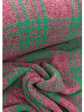 A la Ville green and fuchsia - warm knitted coat fabric with wool - also ideal for thick sweaters