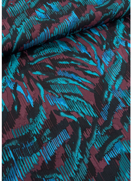 bordeaux petrol print - viscose lichte stretch