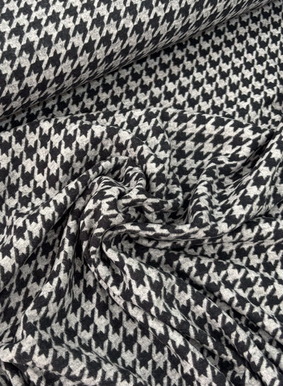 Swafing antraciet pied de poule -  zachte structuur tricot - 100% katoen