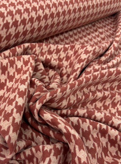 Swafing marsala houndstooth - soft structured jersey - 100% cotton