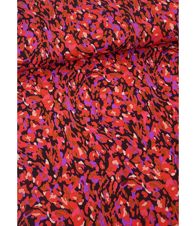 A la Ville rood en kardinaalpaars kleurexplosie - geweven viscose twill