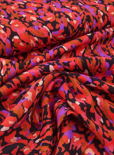 A la Ville rood en kardinaalpaars kleurexplosie - geweven viscose twill