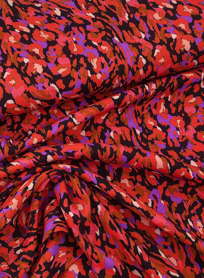 A la Ville rood en kardinaalpaars kleurexplosie - geweven viscose twill