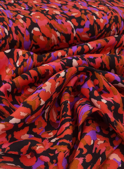 A la Ville rood en kardinaalpaars kleurexplosie - geweven viscose twill