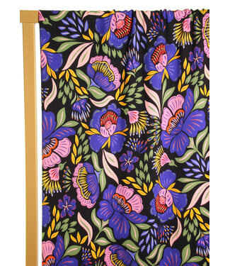 Atelier Jupe Black viscose with striking purple flowers