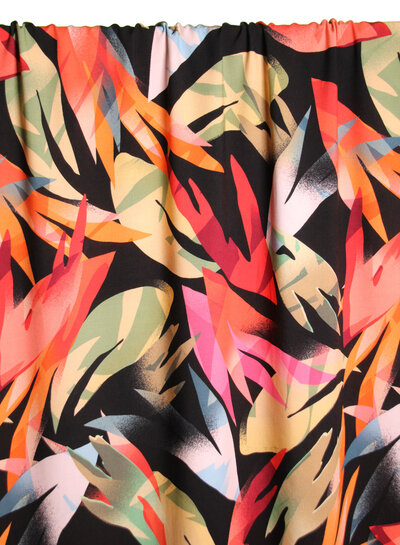 Atelier Jupe Black viscose with colorful leaves