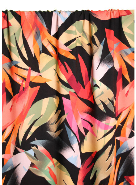 Atelier Jupe Black viscose with colorful leaves